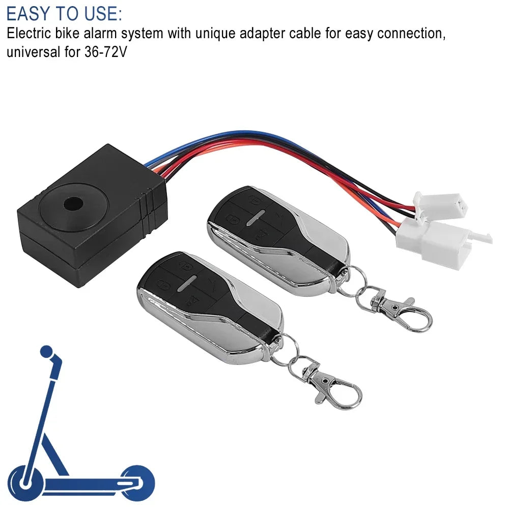 Anti-Theft Alarm System with Dual Remote Control for E-Scooters & E-Bikes