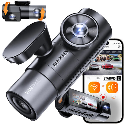 Caméra embarquée 4 canaux Vantrue N5 à 360° avec WiFi, GPS et vision nocturne infrarouge
