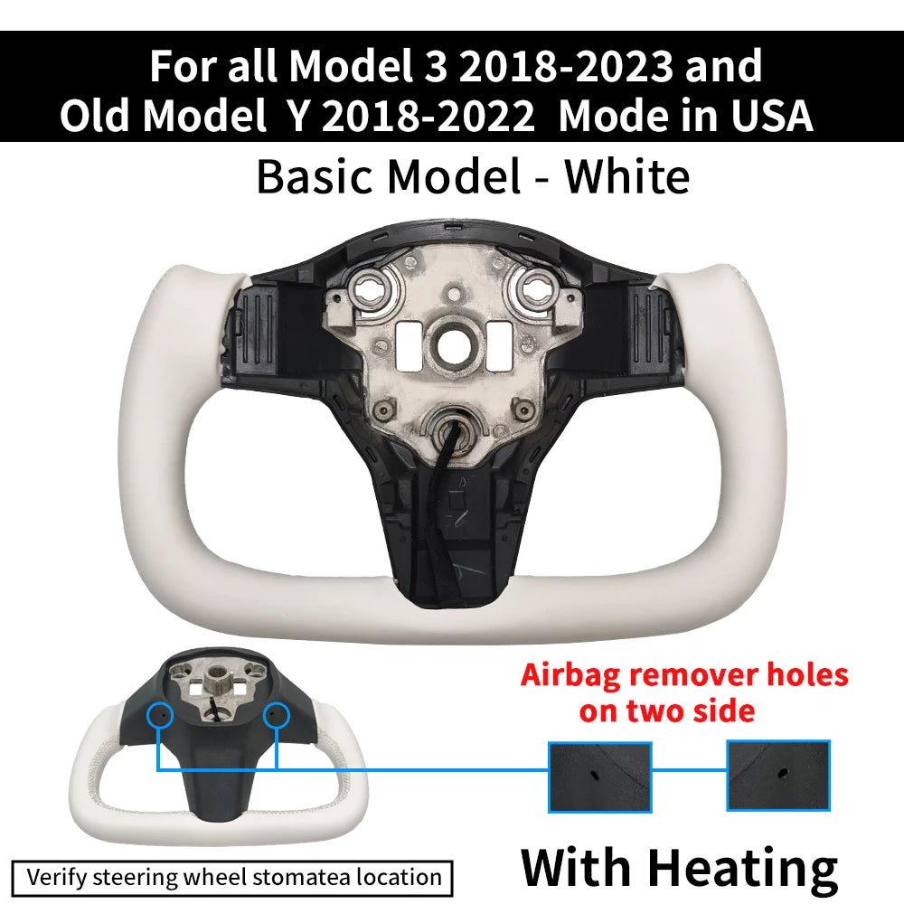 Nappa Leather Racing Yoke Steering Wheel for Tesla Model 3 / Model Y
