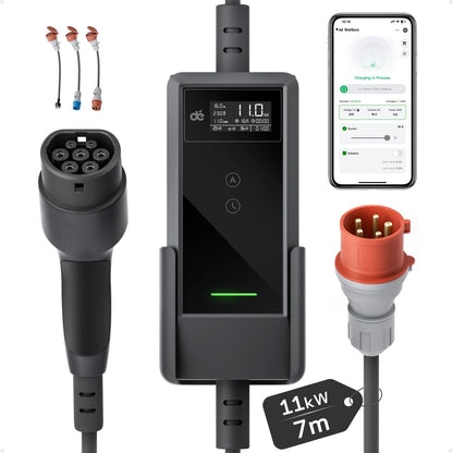 11kW 3-Phase Type 2 Portable EV Charger with Smart App
