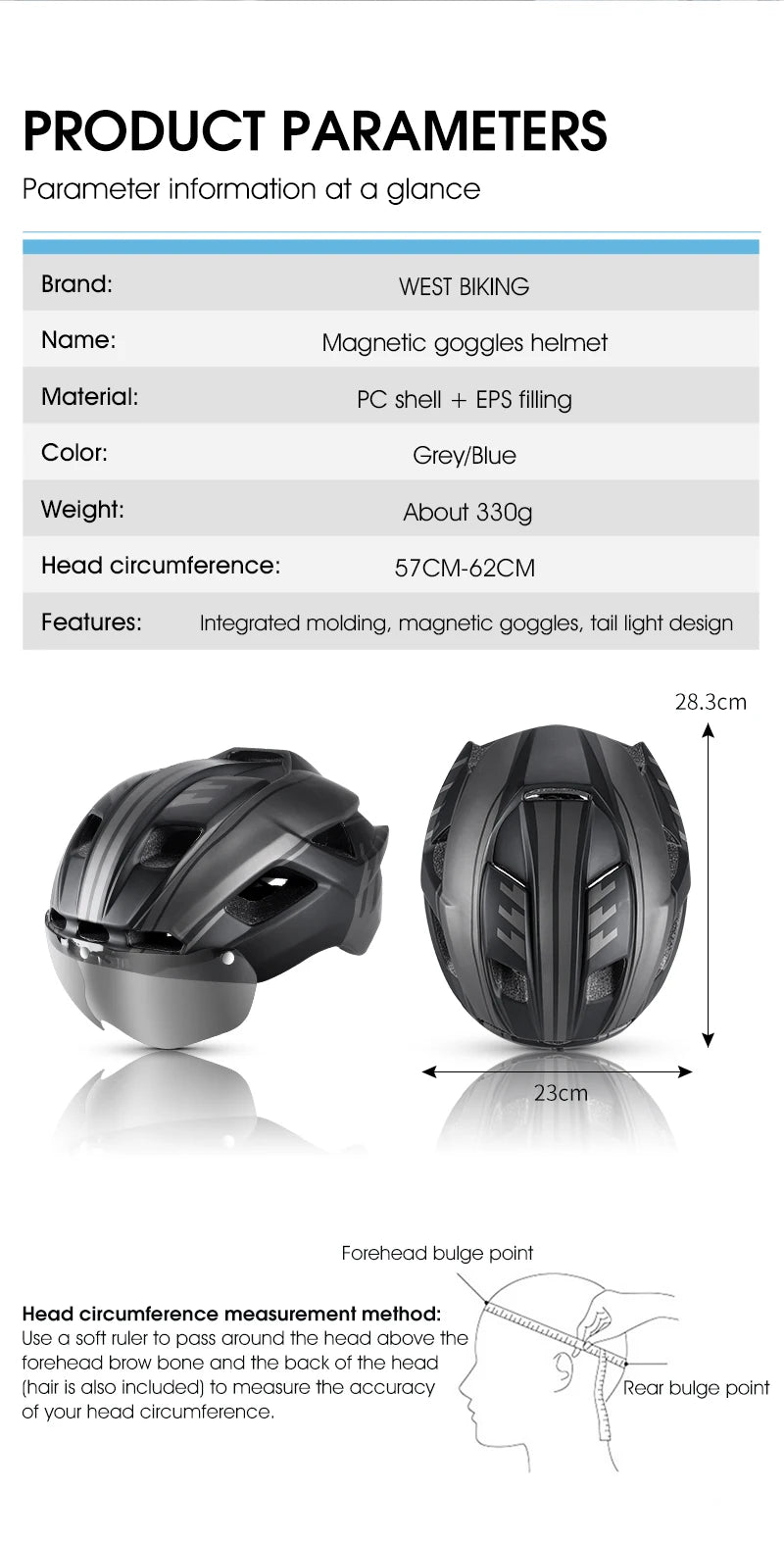 WEST BIKING LED-Licht-Fahrradhelm
