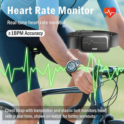 Montre de sport Ezon T037 avec moniteur de fréquence cardiaque et ceinture pectorale