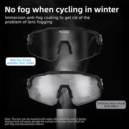 WEST BIKING UV400 Anti-fog Photochromic Glasses