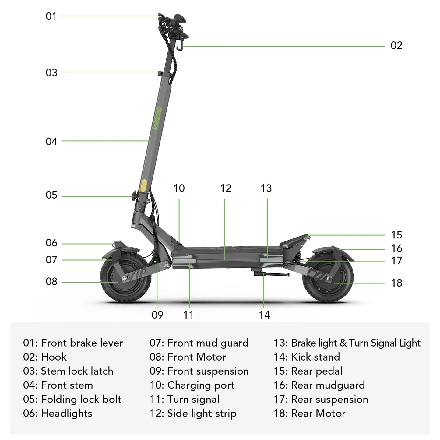 VIPCOO VS6 Pro Dual-Motor klappbarer Elektroroller