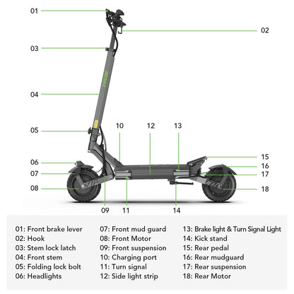 VIPCOO VS6 Pro Dual-Motor klappbarer Elektroroller