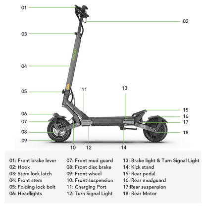 VIPCOO VS6 Klappbarer Offroad-Elektroroller