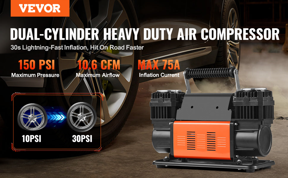 SucceBuy 150 PSI Dual-Cylinder Heavy-Duty Air Compressor
